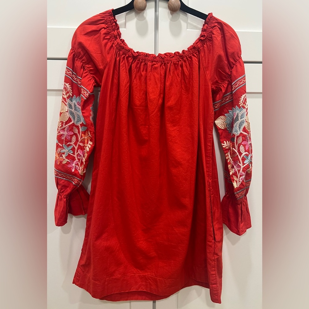 FREE PEOPLE 100% COTTON EMBROIDERED DRESS/TUNIC TOP, SIZE XS. - Picture 5 of 10